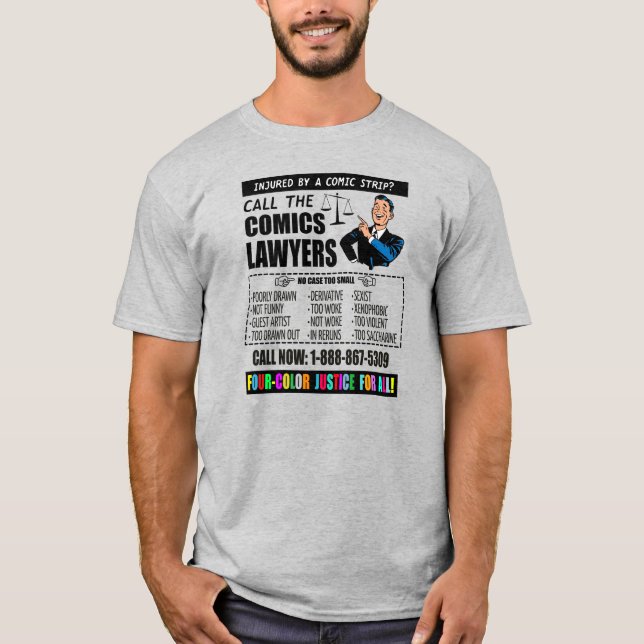 T-shirt "Appelez les Avocats de la bande dessinée" (Devant)