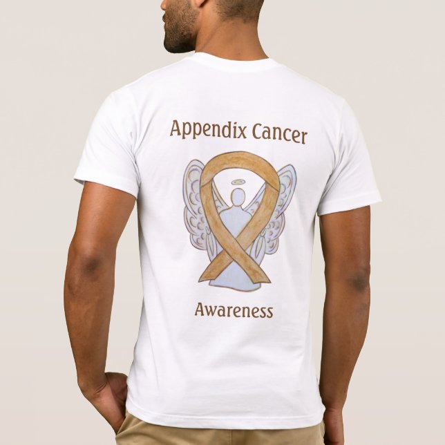 T-shirt Appendice Cancer Sensibilisation Amber Ribbon Ange (Dos)