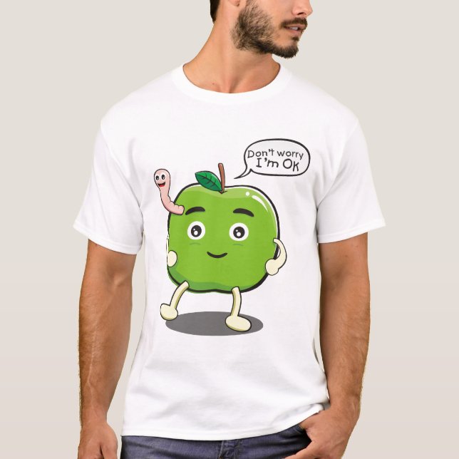 T-shirt Apple mignon avec le ver mignon (Devant)