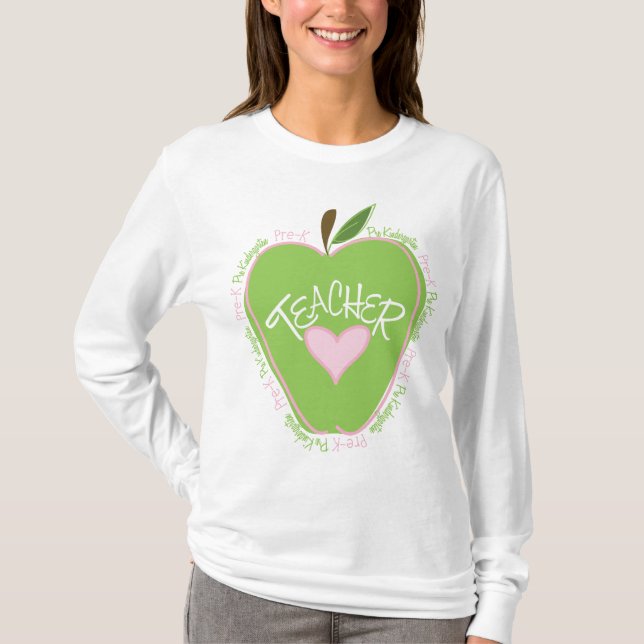 T-shirt Apple rose et vert pré de K de professeur (Devant)