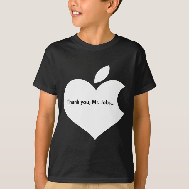 T-SHIRT APPLE THANK YOU MR JOBS TEXT ONBLACK (Devant)