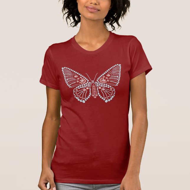 T-shirt Appliqued par papillon de fausse pierre (Devant)