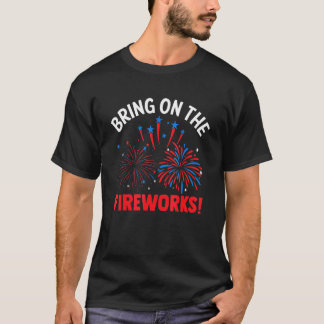 T-shirt Apportez Le Drapeau Usa Feu D'Artifice 4th Of