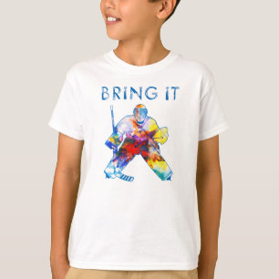 T-shirt Apportez-le Hockey Goalie Aquarelle Jeunesse