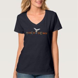 T-shirt Apprendre la paix   Cou-V pour femmes