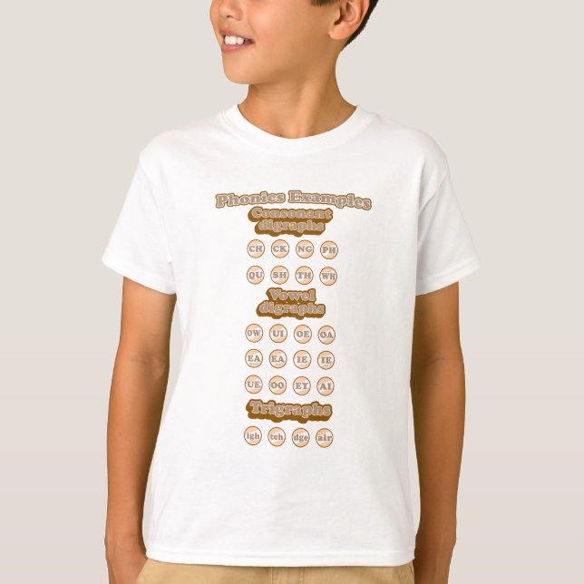 T-shirt Apprentissage de la phonie anglaise Digraphes déso (Devant)