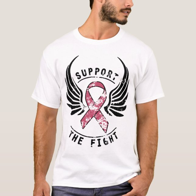 T-shirt Appui de conscience de cancer du sein la nervure (Devant)