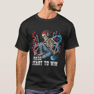 T-shirt Appuyez Sur Commencer Pour Gagner Skeleton Gamer T