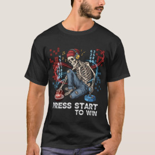 T-shirt Appuyez Sur Commencer Pour Gagner Skeleton Gamer T