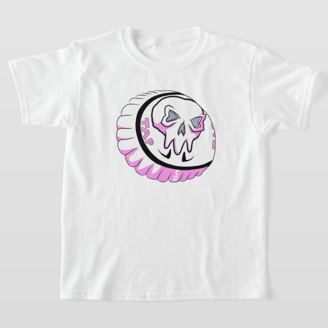 T-shirt Appuyez sur l'autocollant Capuche crâne rose (Poser)