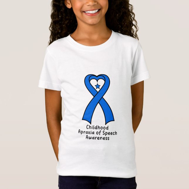T-Shirt Apraxie d'enfance de ruban de coeur de la parole (Devant)