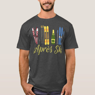 T-shirt Apres Ski Champagne Skiing Snowboard Mountain Snow