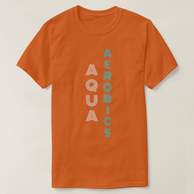 T-shirt Aqua Aerobics stylé bleu et blanc typographie Gi (Design devant)