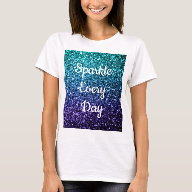 T-shirt Aqua bleu Ombre parties scintillant Étincelle tous (Devant)