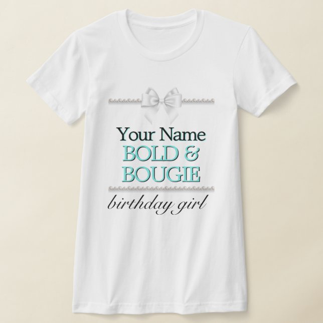 T-shirt Aqua Pearls Tiffany Thème Elégant Anniversaire Fil (Poser)