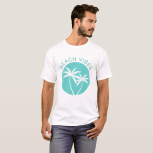 T-shirt Aqua Tropical Palm Logo Beach Vibes
