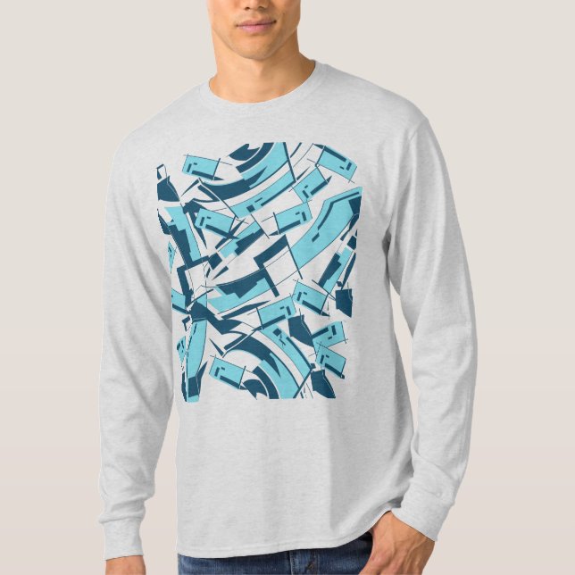 T-shirt Aqua Turquoise Diagonal Pièces éparpillées Abstrai (Devant)
