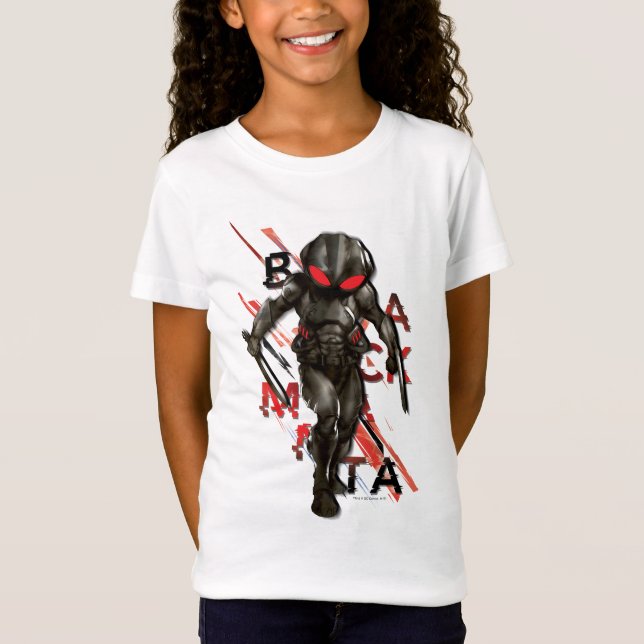 T-Shirt Aquaman | Black Manta Scattered Typography Graphic (Devant)