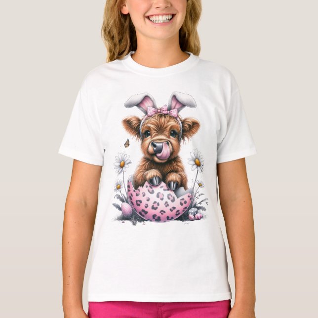 T-shirt Aquarelle adorable Vache de Pâques dans l'oeuf ave (Devant)