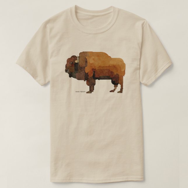 T-shirt Aquarelle American Buffalo (Bison) (Design devant)
