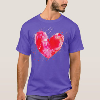 T-shirt Aquarelle Amour Coeur Saint Valentin Femmes Filles