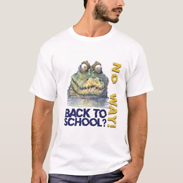 T-shirt Aquarelle amusante Alligator de retour à l'école (Devant)