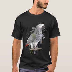 T-shirt Aquarelle amusante Oiseau de perroquet gris d'Afri