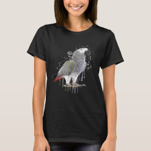 T-shirt Aquarelle amusante Oiseau de perroquet gris d'Afri