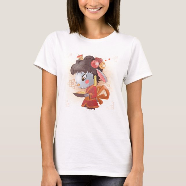 T-shirt Aquarelle Année du lapin, geisha (Devant)