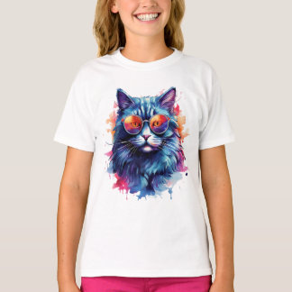 T-shirt Aquarelle Art Chat Imprimer - Design Feline élégan