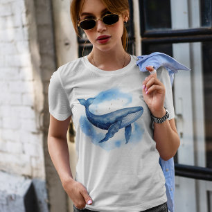 T-shirt Aquarelle Baleine céleste