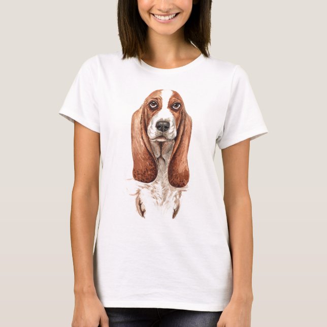 T-shirt Aquarelle Basset (Devant)