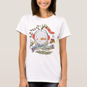T-shirt Aquarelle Be Merry Snowman