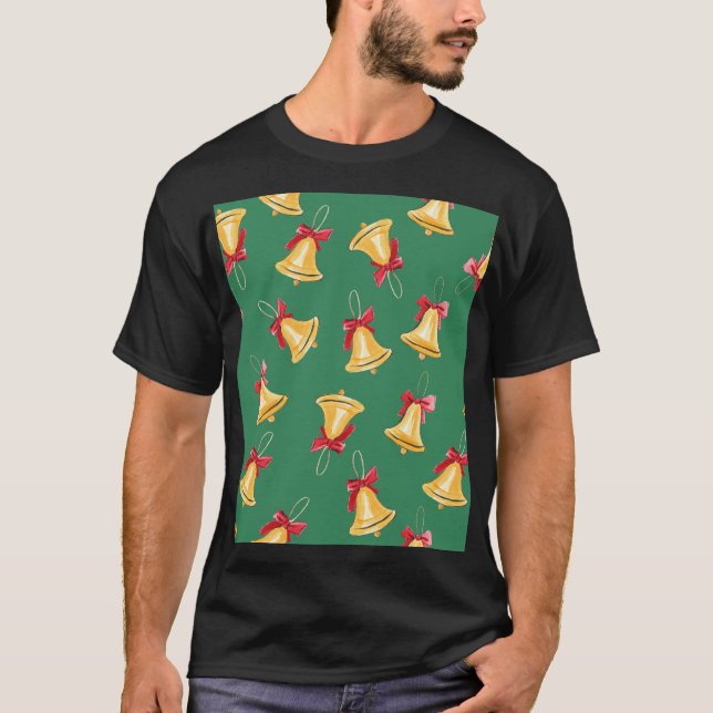 T-shirt Aquarelle Bell Motif Vert sans joint (Devant)
