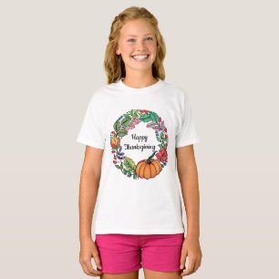 T-shirt Aquarelle Belle couronne Citrouille avec feuille