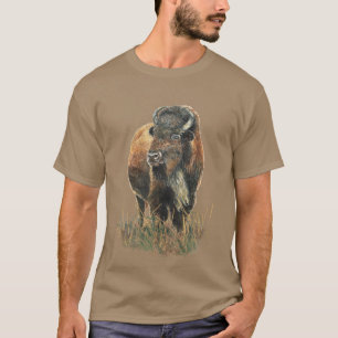 T-shirt Aquarelle Bison Buffle Animal Nature Art