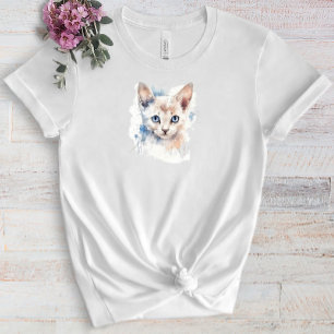 T-shirt Aquarelle blanche mignonne chat