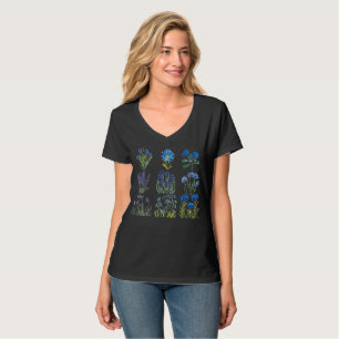 T-shirt Aquarelle Bleu Fleurs Fleurs sauvages été Nature