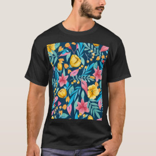 T-shirt Aquarelle botanique : fleurs, ornement feuille.