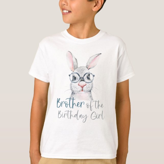 T-shirt Aquarelle Bunny Frère de la fille d'anniversaire (Devant)