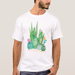 T-shirt Aquarelle, cactus, succulents gros