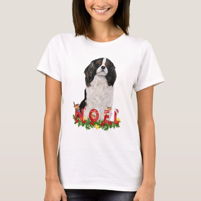 T-shirt Aquarelle Cavalier King Charles Noel Noël (Devant)