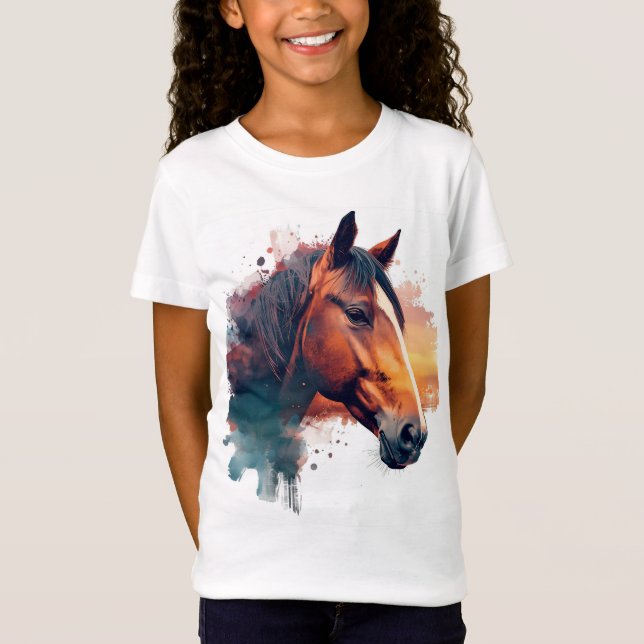 T-Shirt Aquarelle Chestnut Horse (Devant)