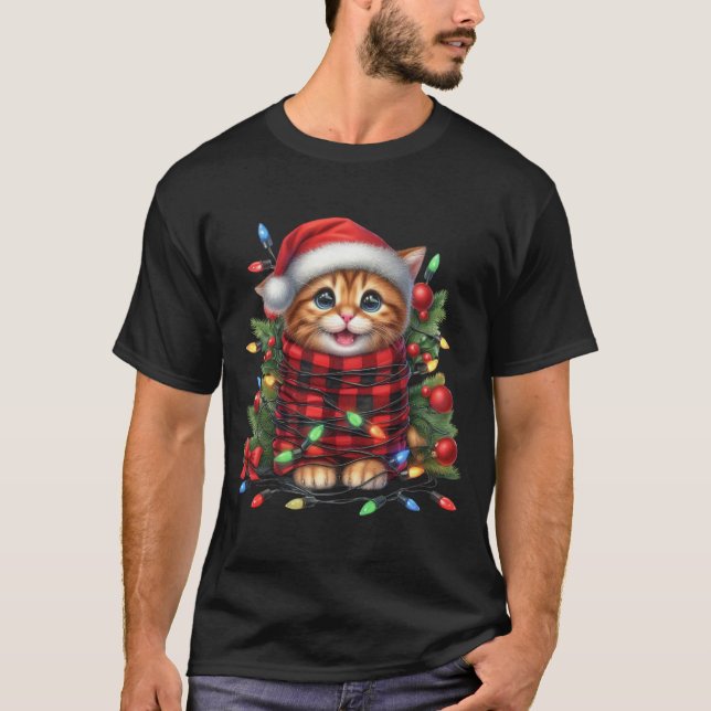 T-shirt Aquarelle Christmas Kitten (Devant)
