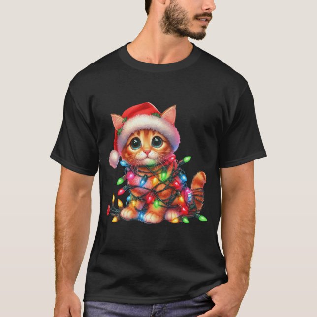 T-shirt Aquarelle Christmas Kitten (Devant)