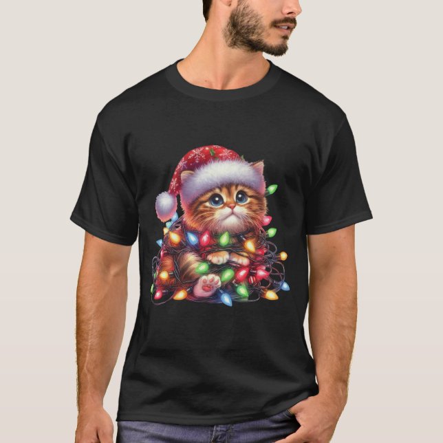 T-shirt Aquarelle Christmas Kitten (Devant)