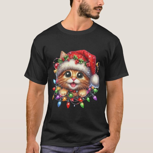T-shirt Aquarelle Christmas Kitten (Devant)