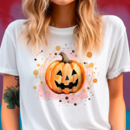 T-shirt Aquarelle Citrouille d'Halloween