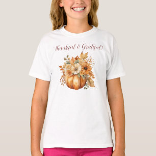T-shirt Aquarelle Citrouille et fleurs-Gentil et gracieux