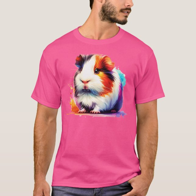 T-shirt Aquarelle Cochon de Guinée (Devant)